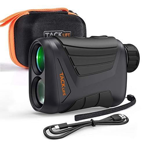 Laser Range Finder 900 Yard, RangeFinder 7X with Pin/Range/Speed/Scanning Model, USB Charging Cable, Wrist Strap, Carrying Case, 1/4'' Mounting Thread for Golf, Hunting, Hiking, Outdoor Using - MLR01