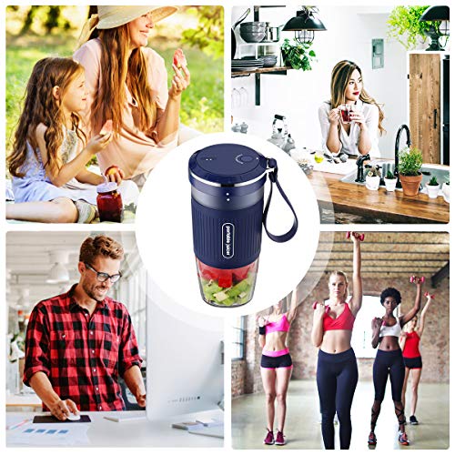 Portable Blender Mini Personal Blender, Godmorn Juicer Smoothie Blender Smoothie Maker Cordless Small Juicer Cup Mixer, USB Rechargeable BPA Free,10oz/300ml, Home Outdoor Travel Office, Blue