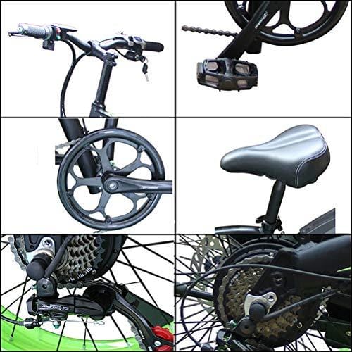 KEANTY 20" Folding Electric Mountain Bike, Fat Tire Electric Bike Beach Snow Mountain Bicycle with 36V/10AH Large Capacity Lithium Battery and Two Cycling Modes (Green)