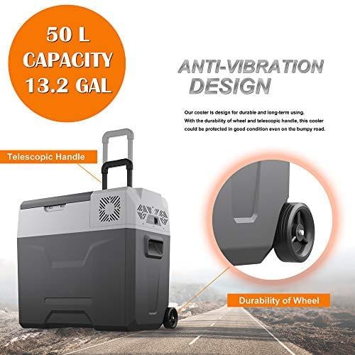NHT Portable Refrigerator for Vehicle, RV, Boat, Trucker AC/DC Power Freezer for Travel, Fishing, Outdoor (53 Quart (50L)