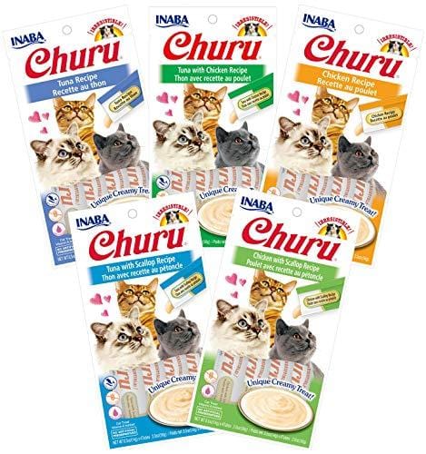 INABA Churu Lickable Creamy Puree Cat Treats 5 Flavor Variety Pack 20 Tubes