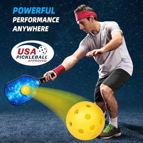 Pickleball Paddles Set of 2/4, USAPA Approved Pickleball Set Pickleball Rackets 2 Pack, Fiberglass Surface Pickle-Ball Equipment, Pickleball Racquet Gifts for Beginners & Pros(Blue)