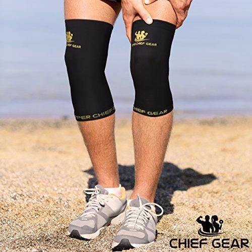 Copper Knee Sleeves (1 Pair) with FREE Patella Knee Braces (1 Pair) - GUARANTEED Best Copper Infused Fit - Compression & Recovery Sleeves - Both Men & Women - by Copper Chief Gear (M)