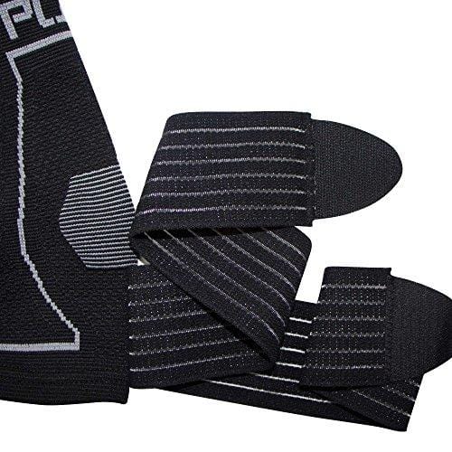 Ankle Support Brace – Compression Sleeve with Adjustable Strap, Great for Running, Ankle Sprains (S/M, Black)