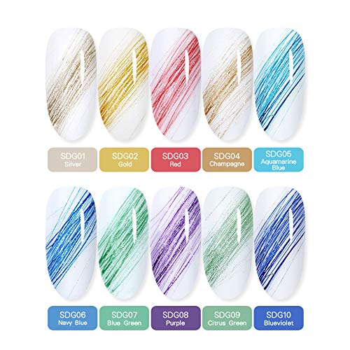 BORN PRETTY 10 Boxes Glittery Drawing Gel Polish Nail Art Pull Line Gel Thick Elastic Paint Gel 5ml/box