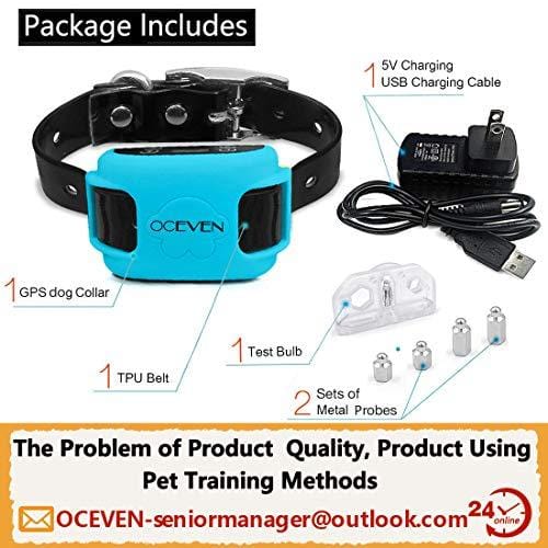 OCEVEN Wireless Dog Fence System with GPS, Outdoor Pet Containment System Rechargeable Waterproof Collar EF851S, Blue, for 15lbs-120lbs Dogs with 2pcs Toys for Free