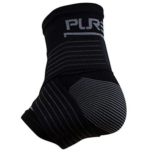 Ankle Support Brace – Compression Sleeve with Adjustable Strap, Great for Running, Ankle Sprains (S/M, Black)