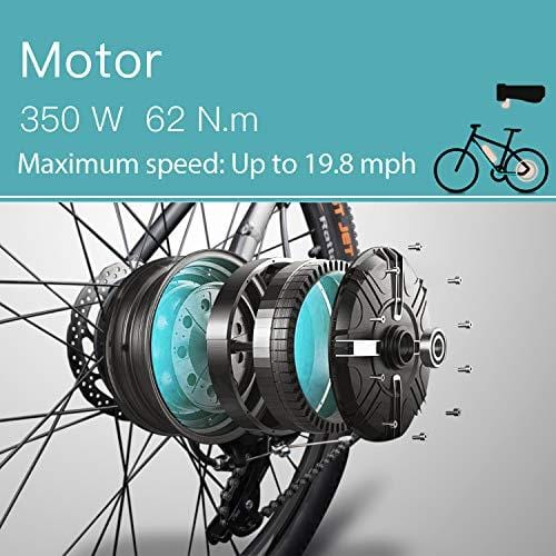 Reibok Ebike New City Travel Electric Bicycle 26 inch Shimano 7 Speed Electric Mountain Bike E-Bike 36V 10.4Ah Lithium Battery 350W Adult Assisted Ebike (Gray)