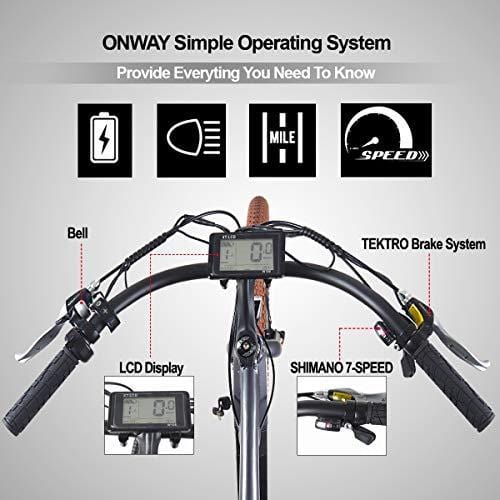 ONWAY 36v Ebike 26 Inch 500w Fat Beach Electric Cruiser Bike with LCD Display for Men