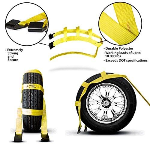 Tow Dolly Straps with Flat Hooks & Carrying Bag (2 Pack) - Essential Vehicle Tow Dolly Strap Harness (10.000 lbs Working Capacity) - Universal Tow Dolly Straps System & Flat Hook Design