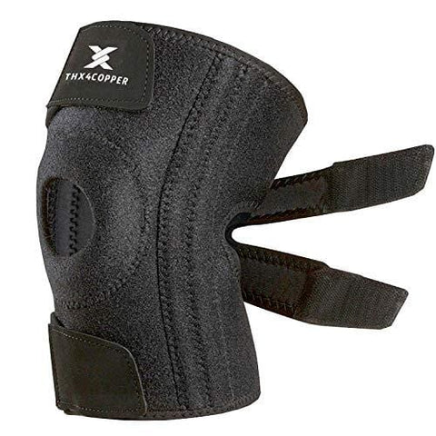 Thx4 Copper Knee Brace Support, Open Patella Side Stabilizers – for Swollen ACL, Meniscus Injuries, Arthritis, Tendonitis, Joint Pain Relief with Adjustable Compression Wrap