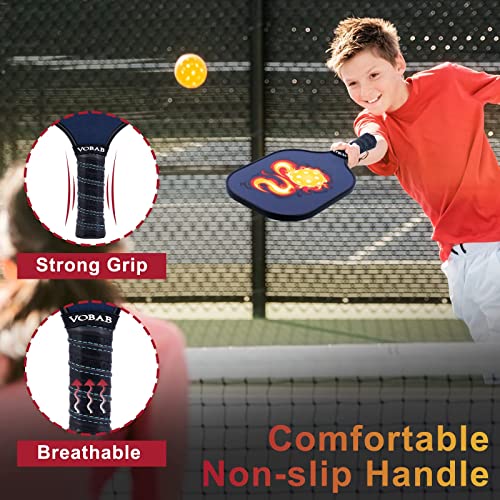 TNELTUEB Pickleball Paddle Set of 4 with 8 Balls A Portable Bag USAPA Approved Lightweight Pickleball Paddles Racquet in Advanced Fiberglass Surface, Polypropylene Honeycomb Core for Kids Men