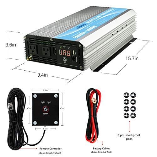 GIANDEL 2000W Power Inverter 12V DC to 110V 120V AC with Remote Control and LED Display Dual AC Outlets & USB Port for RV Truck Boat