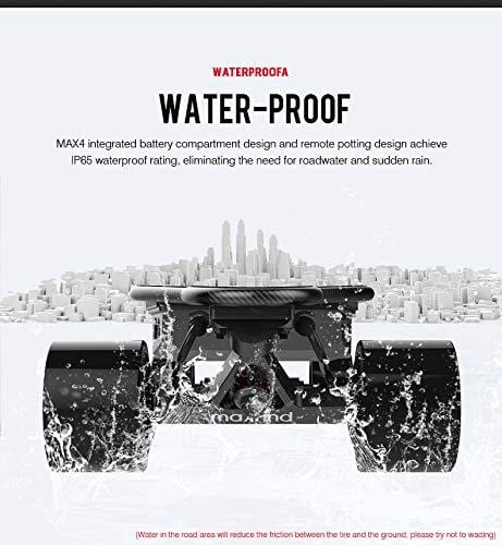 Maxfind Max-4 Super Range Electric Skateboard, 25 MPH Top Speed, 1500W Motor, 13-40 Miles Range, 16.5 Lbs, 8 Layers Maple Longboard with Wireless Remote Control (Super Range)