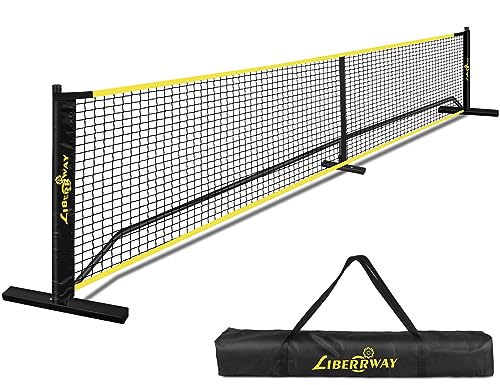 LIBERRWAY Pickleball Net Portable Pickle Ball Nets Outdoor Regulation Size 22FT Pickleball Practice Net System for Driveway Backyard Beach with Carrying Bag Metal Frame Strong PE Net All Weather