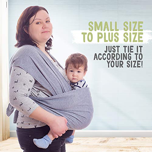 Baby Wrap Carrier All-in-1 Stretchy Baby Wraps - Baby Sling - Infant Carrier - Babys Wrap - Hands Free Babies Carrier Wraps - Baby Shower Gift (Classic Gray)