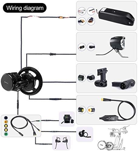 BAFANG BBS02B 48V 750W Ebike Motor with LCD Display 8fun Mid Drive Electric Bike Conversion Kit with Battery (500C Display, 750W Motor+46T Chainring+Battery)