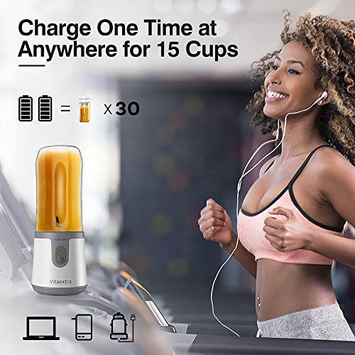 Portable Blender for Smoothies and Shakes, Personal Blender with Rechargeable USB, Mini Blender with 2 Vacuum Juicer Cup & Pump, Fruit Vegetable Blender with Stainless-Steel Blades, BPA Free