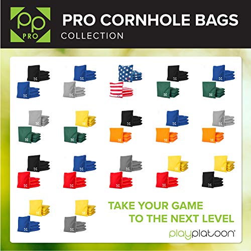 Professional Cornhole Bags - Set of 8 Regulation All Weather Two Sided Bean Bags for Pro Corn Hole Game - 4 Hunter Green & 4 Yellow