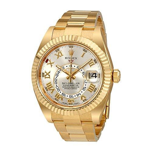 Rolex Sky Dweller Silver Dial 18 Carat Yellow Gold Oyster Mens Watch 326938SRO