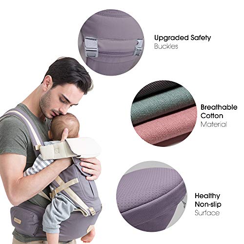 Unichart 360 All Carry Positions Baby Carrier Baby Hip Seat Carrier Perfect Baby Shower Gift (Grey)