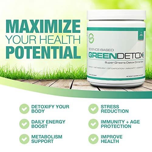 Green Detox - Superfood Drink Mix - Sugar Free, Vegan-Friendly - Over a Dozen Superfoods in Each Serving - Apple Pie Flavor