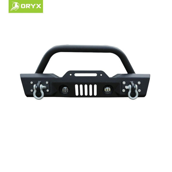 ORYX JB115868 Off-Road Stubby Front Bumper Rock Crawler With Winch Plate & D-Rings Fits Jeep Wrangler 2007-2019 (JK & JL)