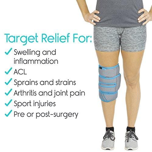Vive Knee Ice Pack Wrap - Cold/Hot Gel Compression Brace - Heat Support Strap for Arthritis Pain, Tendonitis, ACL, Athletic Injury, Osteoarthritis, Women, Men, Running, Meniscus and Patella Surgery