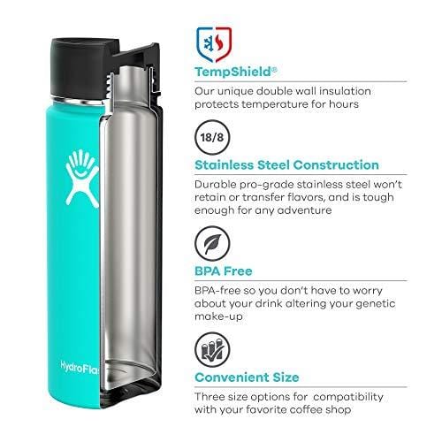 Hydro Flask 20 oz Travel Coffee Flask | Stainless Steel & Vacuum Insulated | Wide Mouth with Hydro Flip Cap | Frost