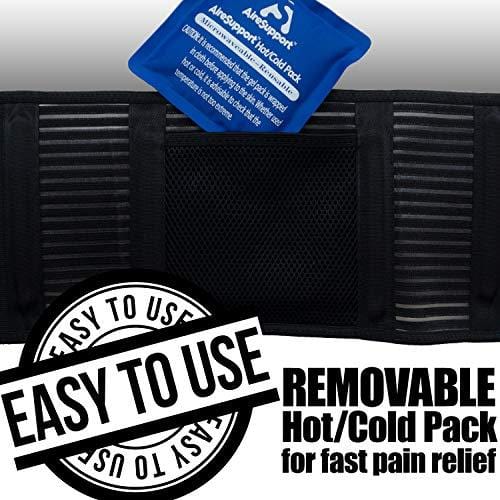 AireSupport by Dr. Hammond - Lumbar Support Back Brace with Reusable Ice/Hot Hot/Cold Pack and Removable Lumbar Pad and Back Brace - Soft Lumbar Back Brace - Lower Back Brace L/XL
