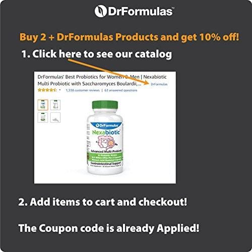 DrFormulas' Best Probiotics for Women & Men | Nexabiotic Multi Probiotic with Saccharomyces Boulardii, Lactobacillus Acidophilus, B. infantis, Prebiotic 60 Capsules (Not Pearls)