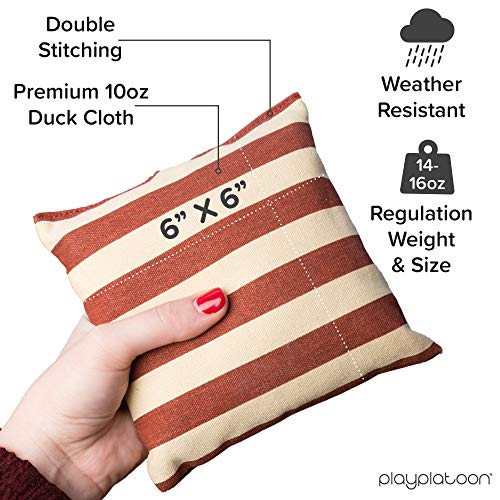 Weather Resistant Cornhole Bean Bags - Set of 8 American Flag Corn Hole Bags (Stars & Stripes) - Regulation Size & Weight