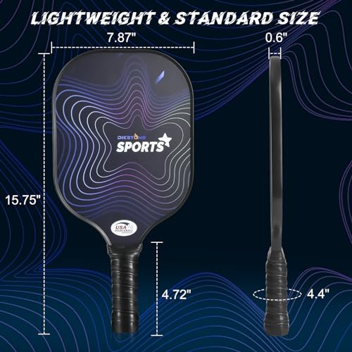 Diketone Pickleball Paddles Set of 2, Fiberglass Pickleball Paddles, Polypropylene Honeycomb Core, Lightweight Pickleball Rackets 2 Pack with 4 Pickleball Balls, Pickleball Paddle Set for Men Women