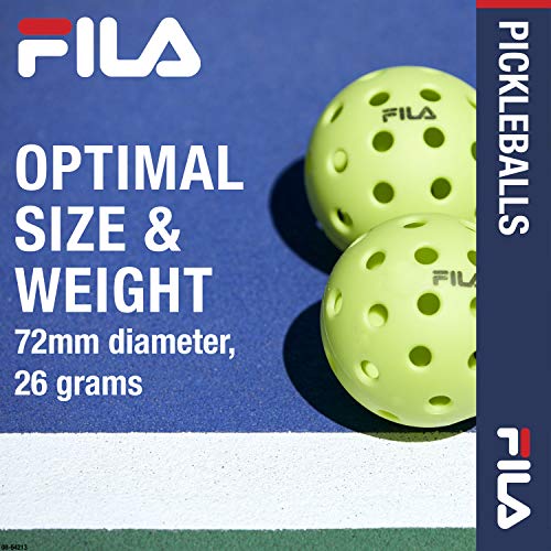FILA Accessories Outdoor Pickleball Balls - Pack of 4 Official Pickle Balls Outdoors Regulation Size, 40 Holes