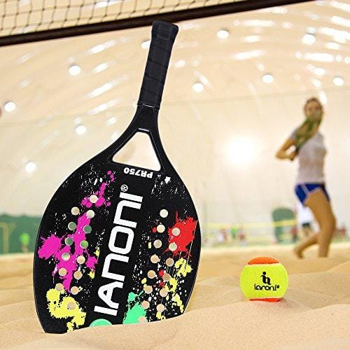 ianoni Beach Tennis Racket, Carbon Fiber Grit Face with EVA Memory Foam Core Beach Tennis Racket (Black) [product _type] ianoni - Ultra Pickleball - The Pickleball Paddle MegaStore