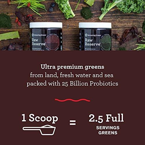 Amazing Grass, Raw Reserve Green Superfood Organic Powder with Wheat Grass and Greens, Flavor: Berry, 30 Servings
