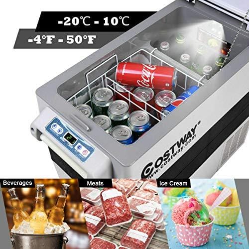 COSTWAY 54 Quart Portable Refrigerator/Freezer Compact Vehicle Car Mini Fridge Electric Cooler for Truck Party, Travel, Picnic Outdoor, Camping（-4°F to 50°F）(Black and Grey)