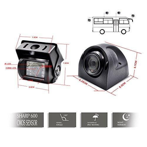 eRapta Backup Camera 2.0 with Split Screen Monitor for Bus/Truck/Trailer/Box/RV/Trailer/Tractor/ 5th Wheel When Reversing Parking Backing Car Dash Security Sensor Camera ER0202