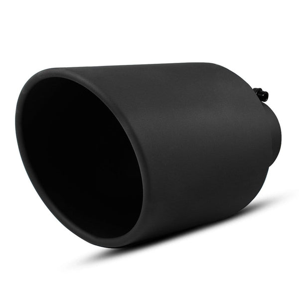 AUTOSAVER88 4 Inch Inlet Black Exhaust Tip, 4 x 8 x 15 Inches Stainless Steel Diesel Exhaust Tailpipe Tip for Truck Cars, Bolt/Clamp On Design.