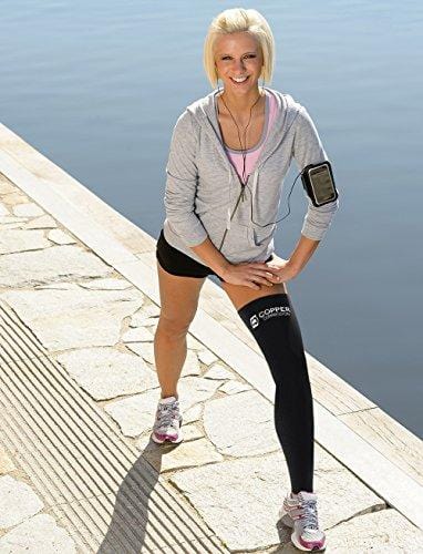 Copper Compression Full Leg Sleeve - Guaranteed Highest Copper Sleeves & Pants. Single Leg Pant/Tights Fit for Men and Women. Copper Knee Brace/Thigh/Calf Support Socks. Basketball, Arthritis (XL)