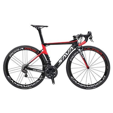 SAVADECK Phantom9.0 700C Carbon Fiber Road Bike Cycling Bicycle with Campagnolo Record EPS 22 Speed Electronic Groupset(Black Red 54cm)