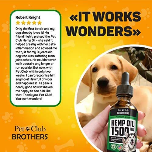 Hemp Oil for Dogs & Cats - 1500 mg - Effective Premium Formula - Grown & Made in USA - Supports Hip & Joint Health - Natural Relief for Pain and Stress, Separation Anxiety - Pet Omega 3, 6 & 9 Oil