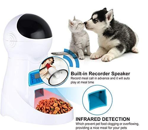 JOYTOOL Automatic Cat Feeder Pet Dog Food Dispenser Feeder For Small Medium Large Cat Dog-4 Meal Timer Programmable Voice Recorder Portion Control