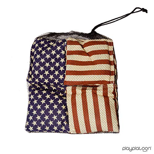Weather Resistant Cornhole Bean Bags - Set of 8 American Flag Corn Hole Bags (Stars & Stripes) - Regulation Size & Weight
