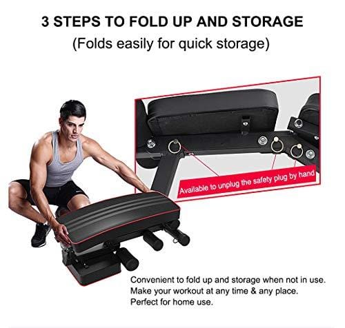 Yoleo Adjustable Weight Bench - Utility Weight Benches for Full Body Workout, Foldable Flat/Incline/Decline FID Bench Press for Home Gym