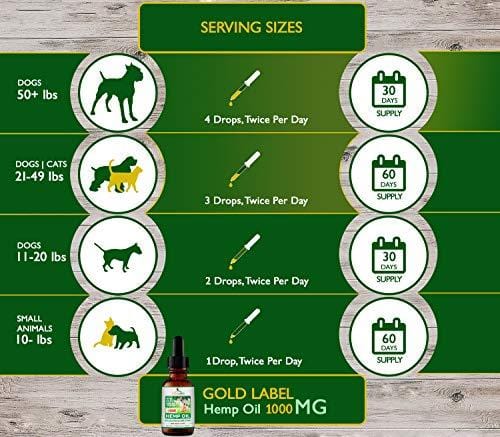 Gold Label Hemp Seed Oil for Dogs and Cats, 1000mg – Anxiety Relief & Joint Health, All Natural Anti-Inflammatory for Pain & Discomfort, Omega 3, 6, 9, Food Grade Supplement | USA Made, 1Fl Oz