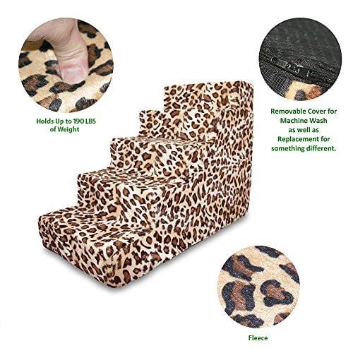 Best Pet Supplies ST225T-L Foam Pet Stairs/Steps, 5-Step, Animal Print