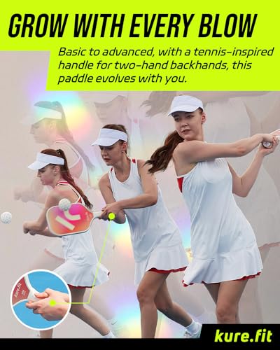 kure.fit Pickleball Paddle Set, USAPA Approved, 4 Balls, Training Pad, Practice Tutorial Video, Lightweight, Easy Grip, Non-Sticky, Fiberglass Surface, 16MM Thickness, Racket for Beginner, Women, Men