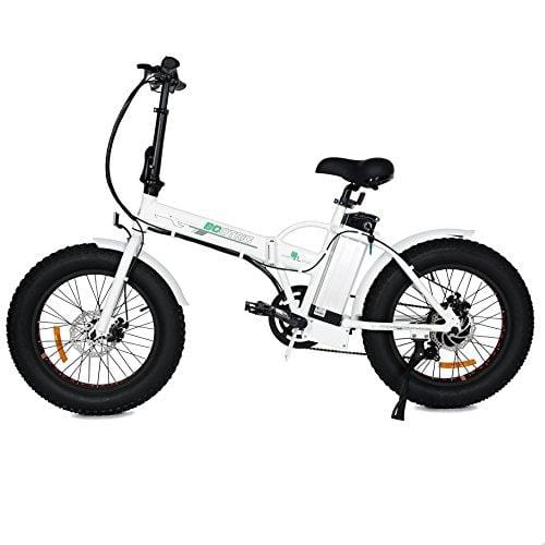 ECOTRIC 20" New Fat Tire Folding Electric Bike Beach Snow Bicycle ebike 500W Electric Moped Electric Mountain Bicycles … (White and Black)