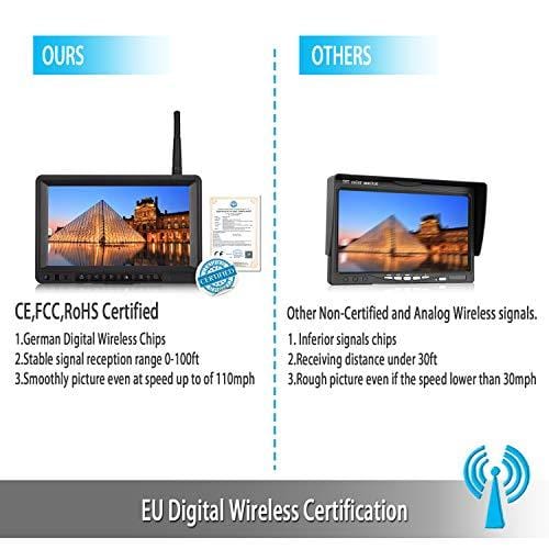 Emmako Digital Wireless Backup Camera and 7'' Monitor System For RV/Truck/Trailer/Camper,Upgraded Newest Camera For True Color Adjustable Rear/Front View, Guide Lines ON/Off, IP69K Waterproof